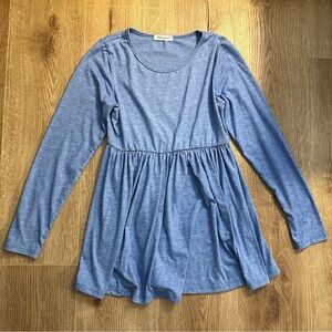 Bearsland Women’s Blue Maternity Babydoll Style Long Sleeve Crewneck Top Size S